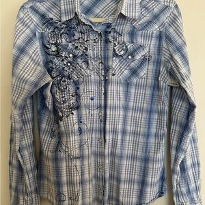 Y2K Shyanne Plaid Rhinestone Shirt